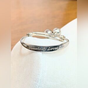 Sterling Silver Baby Bangle Bracelet “Somebody Loves Me” Jingle Bells